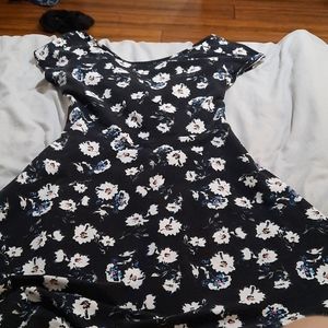 blavk flower skater dress